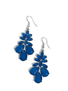 Blue Teardrop Cluster Earrings